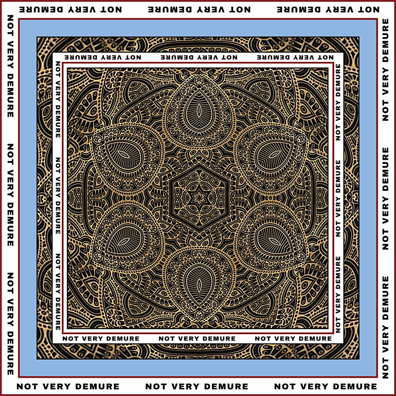 Brown and Blue Silk Scarf